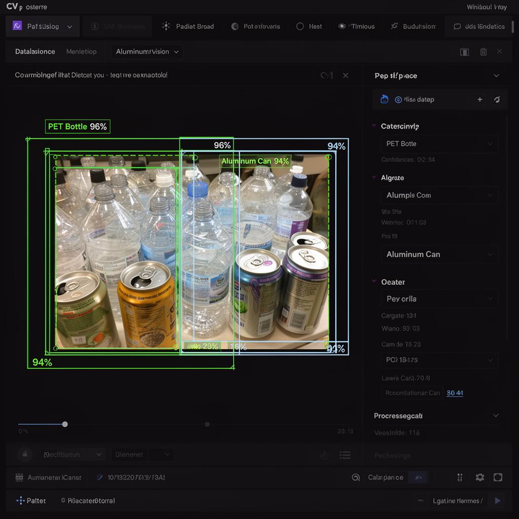 Computer vision detecting plastic bottles and cans with bounding boxes